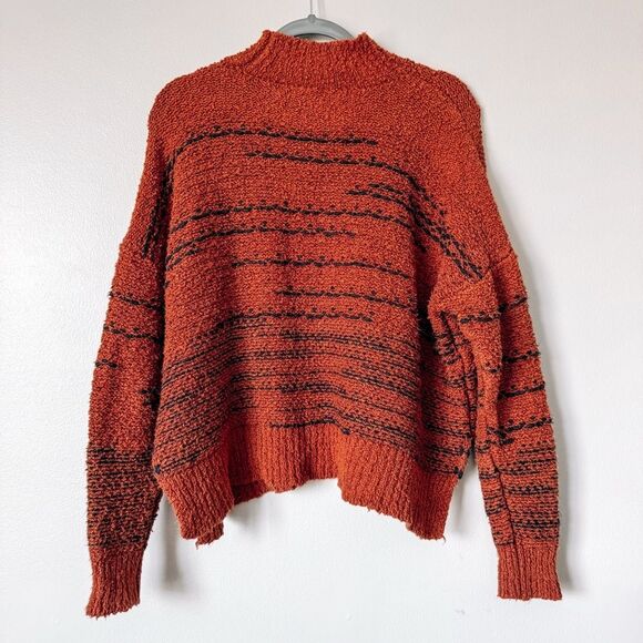 Knox Rose Orange and Black Stripe Mock Neck Sweater Size Large - Picture 6 of 6